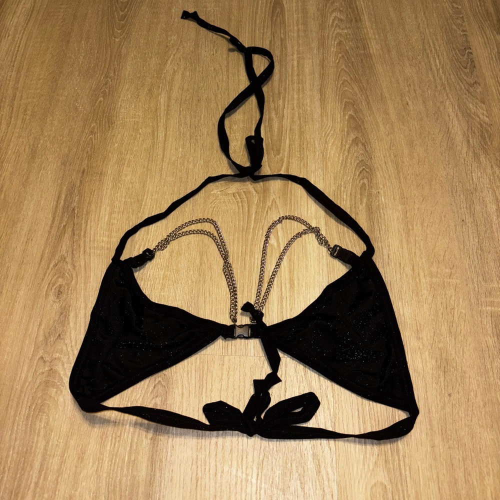 L/XL Reflective Encryptive Motherboard Pattern Bra w/Chains and Buckle Top - Picture 5 of 5